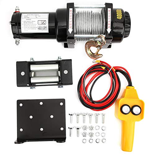 Aukson Cabrestante eléctrico Todoterreno, Accesorio de cabrestante para vehículos 12V 4000lb (1814 kg) Motor de Cobre Puro Impermeable e Interruptor de Control Remoto con protección contra sobrecarga