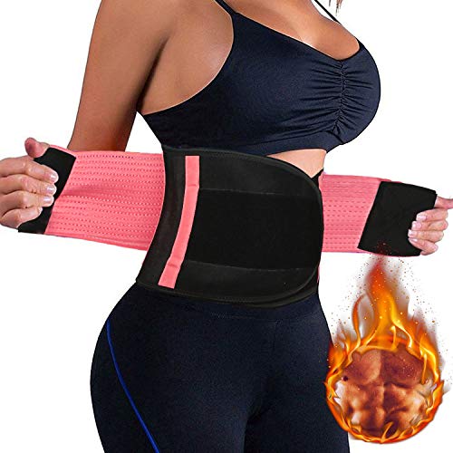 Bearbro Faja Reductora Adelgazante Hombre Neopreno,Faja Lumbar de Trabajo Ajustable Ayuda a Reducir Cintura y Abdomen,Cinturón Transpirable Cintura, Talla Única (Rosado)