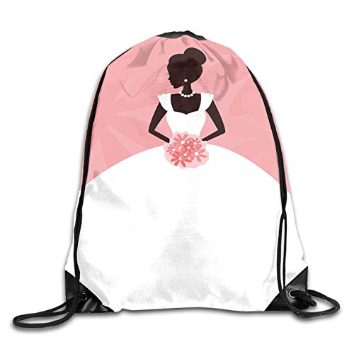 Bolsa con cordón para gimnasio, vestido de novia con flores abstractas y borrosas telón de fondo, mochila con cordón para la boca del gimnasio, mochila de hombro para hombres y mujeres