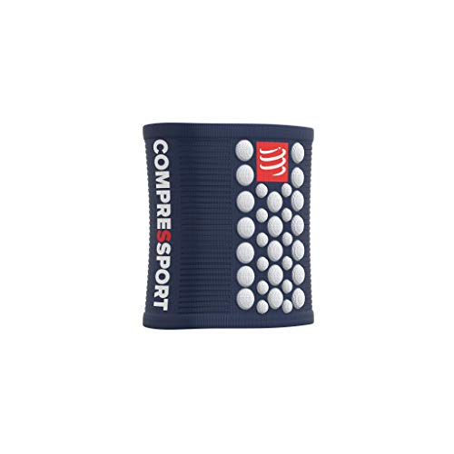 Compressport - Muñequera multideporte negra/roja - Sweatbands 3D.Dots - Muñequera antitranspiración - Propiedades ultra absorbentes - Fibras de secado rápido, Talla única