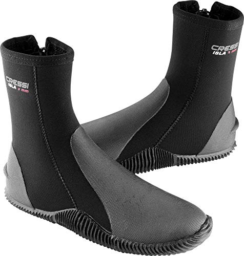 Cressi Isla Botas de Buceo con Suela y Cremallera, 3mm, Unisex Adulto, Negro (Black/Black), L