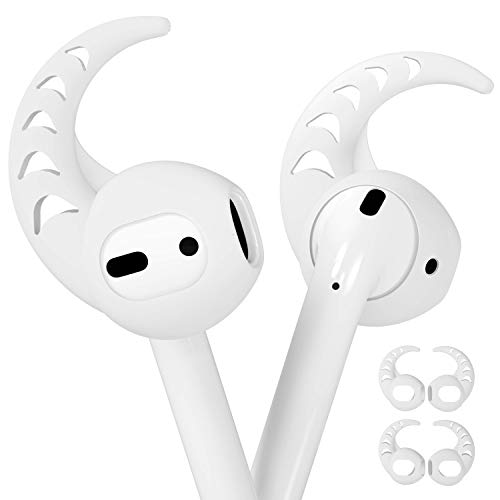 DnA Tech Juego de 2 almohadillas para auriculares compatibles con Apple AirPods y EarPods, accesorio deportivo de silicona, puntas de silicona, color blanco