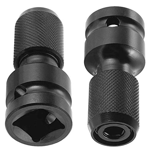 DXLing 2 Unidades Adaptador cuadrado de 1/2 pulgadas cuadrado a 1/4 pulgadas hexagonal Adaptador de llave de carraca de liberación rápida para llave de trinquete de impacto y broca de destornillador