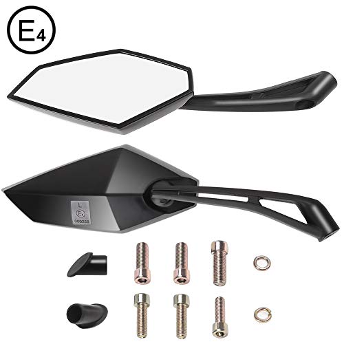 Evermotor Universal Conjunto de espejos de moto E-Mark 2x rosca derecha M10 + 2x M8 rosca derecha + 1x rosca izquierda M10 + 1x M8 rosca izquierda Quad Roller ATV Moped