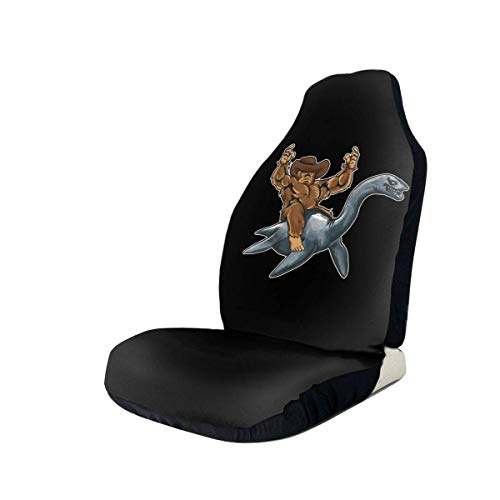 Fall Ing Bigfoot Riding Loch Ness Monster Funda de asiento de automóvil Protector Fundas de cojines Se adapta a la mayoría de los automóviles