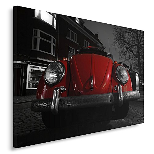 Feeby Frames, Cuadro en Lienzo, Cuadro impresión, Cuadro decoración, Canvas 40x50 cm, MOTORIZACIÓN, Coche, VW Escarabajo 2, UN Solo Color