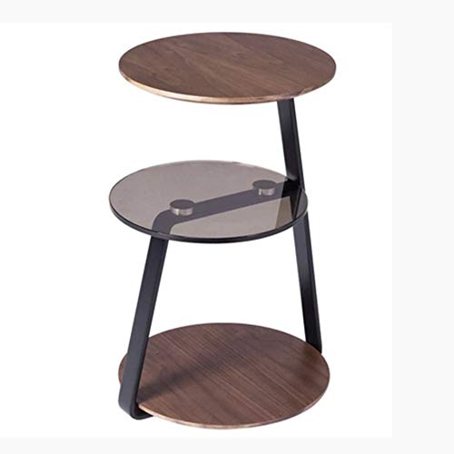 Folding table Nan 3er Piso - Mesas Nido Juego de Mesa de Centro Mesas Laterales Laterales Madera con Patas de Metal, Marrón Oscuro