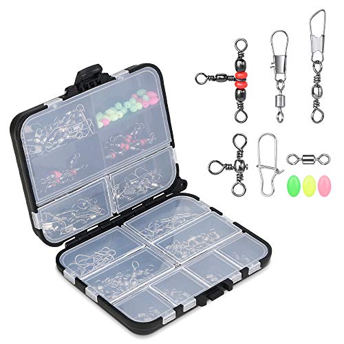 Gobesty Kit De Accesorios De Pesca, Kit De Broches Giratorios De Pesca (140 Piezas) Incluye Rodamiento De Bolas Giratorio Snap Barrel Clips