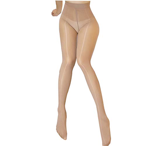 HTRUIYATY Medias transparentes de mujer Medias de aceite Medias brillantes Pantimedias Pantyhose de seda (Desnudo)