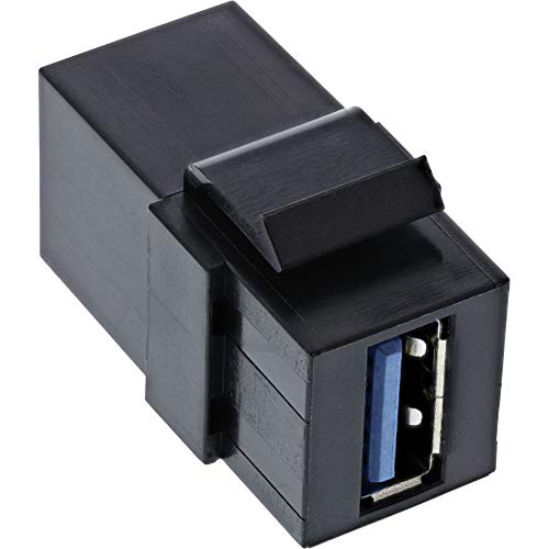 InLine 76202K Keystone - Enchufe USB 3.0 (acodado), Color Negro