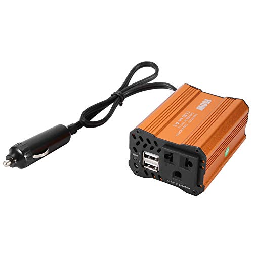 Inversor de Corriente para Automóvil, Convertidor de Inversor de Corriente para Automóvil de 150 W Adaptador de CC de 12 V a CA y 220 V Puerto de Carga USB Dual