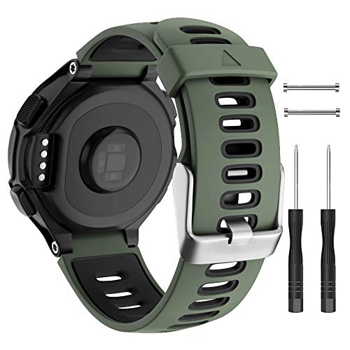 Isabake para Garmin Forerunner 735XT Correa Reemplazo, Garmin 235 Correa, Correa de Silicona Suave para 620 630 220 230 Accesorio para Reloj Inteligente(Ejercito Verde)