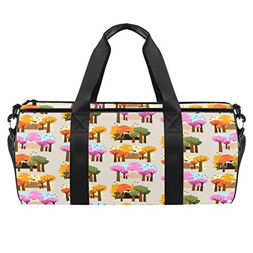 LAZEN Hombro Handy Sports Gym Bags Travel Duffle Totes Bag para hombres, mujeres, bosque, paisaje