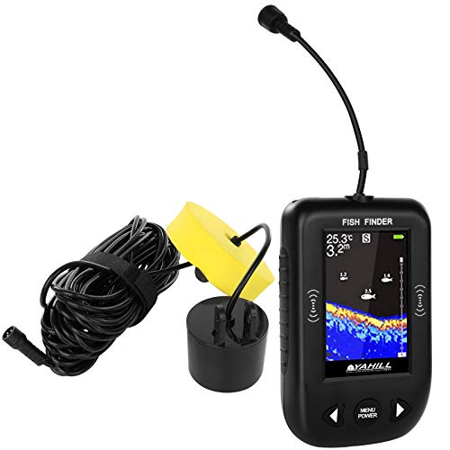 Localizador De Peces YAHILL, Detector De Profundidad De Peces De Mano, Sensor De Sonda Moldeable, Equipo De Pesca Pequeño con Transductor De Sonda Y Pantalla LCD para Kayaks Y Pesca En El Hielo