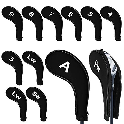 Maxjaa Golf Iron Head Cover Protector de Cabezas de Club Cuña Headcovers Cuello Largo con Cremallera, Cuña de Cuello Largo con Cremallera para Callaway, Cobra