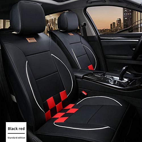 Muchkey - Juego Completo de Fundas para Asiento de Coche de Piel para Todo el año, para Fiat Abarth 500C Trekking, Accesorios de Interior de Coche, Estilo C, Color Negro y Rojo