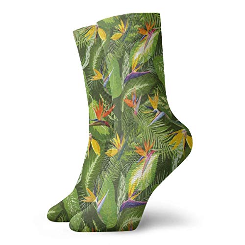 Navidad Acción de Gracias Fresco Bosque Brasileño Intocado Selva Paraíso Tropical Follaje Flores Zapatillas Calcetines Para Mujeres Divertido Calcetines 30cm/11.8inch