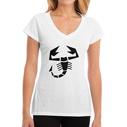 New Custom Fiat Abarth- Scorpion Logo T Shirts for Lady 100% Organic Cotton Short Sleeve White Camisetas y Tops(Large)