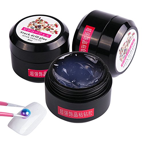 QIMEIYA Pegamento de Uñas para Pedrería en 8G Nail Art Glue de Gel UV Adhesivo para Decoración