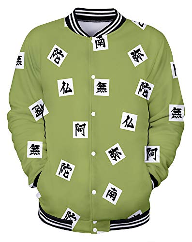 QYIFIRST Herren Bomberjacke Kimetsu No Slayer Himejima Kyoumei - Chaqueta de béisbol informal para colegio, Leichte Gedruckt Jacke mit Taschen, color verde L (pecho 110 cm)