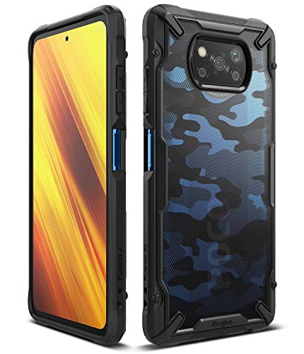 Ringke Fusion-X Compatible con Funda Xiaomi Poco X3 NFC (2020), Compatible con Funda Xiaomi Poco X3 Pro (2021), Militar Carcasa Parachoque Antigolpes TPU - Camo Black (Camuflaje)