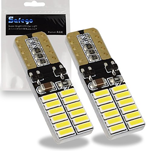 Safego 2x T10 W5W LED Bombillas Exteriores 24 SMD 4014 Luz Coche Trasera Lámpara Blanco Xenon 6000k Luz de Interior Wedge Lampara Para Coches Luces de la Matrícula Luces Laterales 12V 3W de Safego