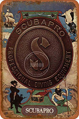 SCUBAPRO 1975 Tin/Metal Style Street Poster Sign Garage Club Bar Diner Family Farmhouse Outdoor Decoration, 8x12 Inche