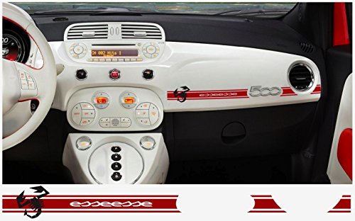 snstyling.com Pegatina para Encajar Fiat 500 Abarth Dashboard Pegatina 2 Piezas Abarth ESSEESSE (Rojo – Negro)