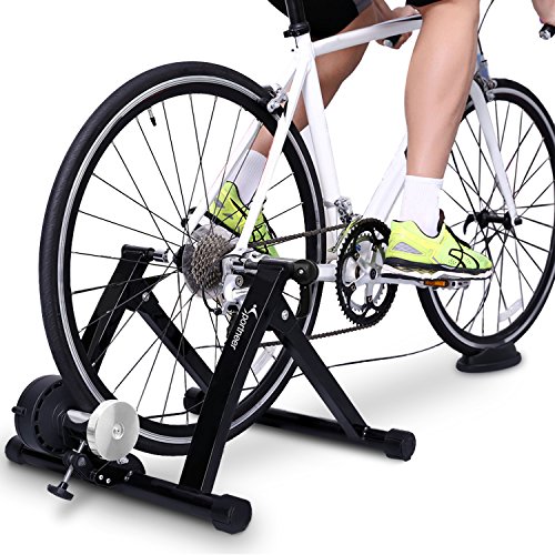 Sportneer Acero Rueda De Bicicleta Ejercicio Entrenamiento con Bicicleta Soporte magnético con reducción de Ruido, Negro