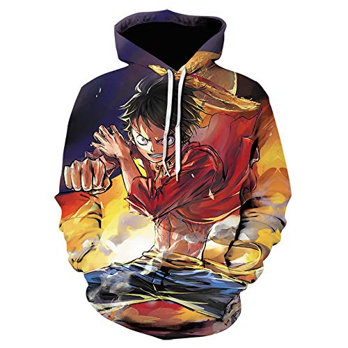 Sudaderas con Capucha De Una Pieza Sudadera con Estampado 3D Monkey D Luffy Ace Sabo Shanks Law Battle Traje De Chándal Ropa De Abrigo Informal-We-1349_Size_4XL