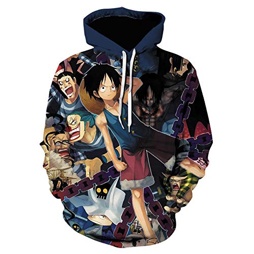 Sudaderas con Capucha De Una Pieza Sudadera con Estampado 3D Monkey D Luffy Ace Sabo Shanks Law Battle Traje De Chándal Ropa De Abrigo Informal-We-1463_Size_XXL