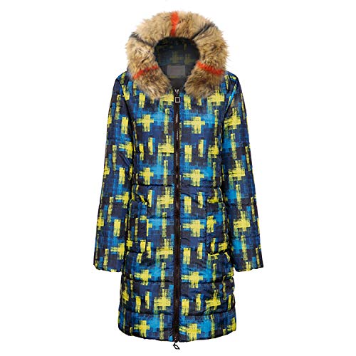 Temperament Fashion Suelto Parka Estampado Vintage X-Long Mujeres Abajo Abrigo de Invierno Chaqueta Caliente