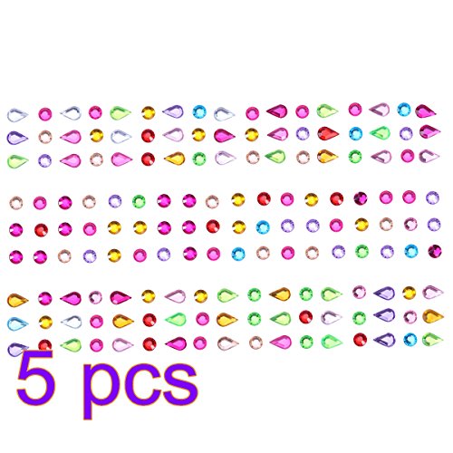 Toyvian Pegatina de Diamantes de Imitación autoadhesiva Bling Face Gems Face Stickers Craft Jewels Crystal Pegatinas de Gemas Nail Crafts Festival Carnival 5pcs (Gota de Agua)