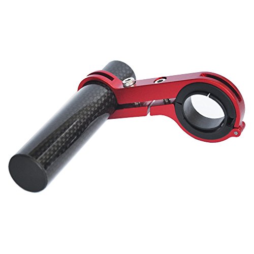 UPANBIKE Bicicleta Manillar Extensor Fibra de Carbon Aleación de Aluminio Abrazadera para Bicicleta velocímetro luz(una abrazadera/10cm,Rojo)