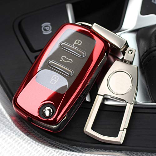 WQSNUB Kye Case, para VW Volkswagen Tiguan Passat Polo Skoda ABS Car Key Shell Case Cover Holder con Llavero Key Ring Chain Keychain