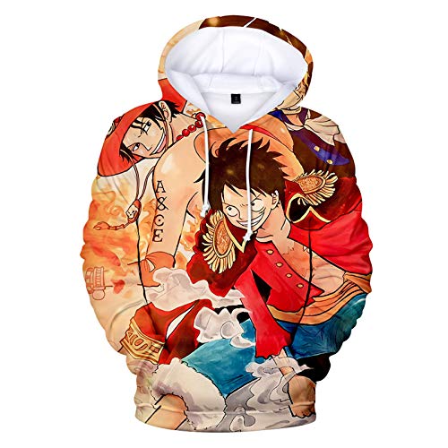 YZJYB Sudadera con Capucha 3D Impreso One Piece Pull-Over Novedad Monkey D. Luffy Portgas·D· Ace Manga Larga Hoodie Hombres Mujeres Dibujos Animados De Fans Streetwearde Moda,XXS