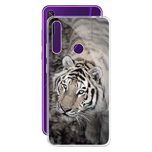 ZhuoFan Funda para Huawei Y6p 4G, Cárcasa Silicona Transparente con Dibujos Diseño Suave TPU Antigolpes de Protector Piel Case Cover Fundas Movil para Huawei Y6p 4G, Tigre