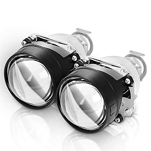 2.5inch Universal HID Bi-Xenon LHD High Beam Mini H1 Proyector Lente de Lente Faro Lentes H4 H7 Coche Faros de Coche Rodelamiento Ojos De Angel (Color : 2X LHD With H1 LED)