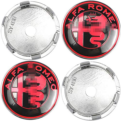 4 piezas rueda del coche Llanta centro Hub Cap Badge Trim Sticker aluminio Tapas centrales para ALFA Romeo Mito 147 156 159 166 Giulietta Spider GT Stelvio, Emblemas cubierta vehículo, 60MM