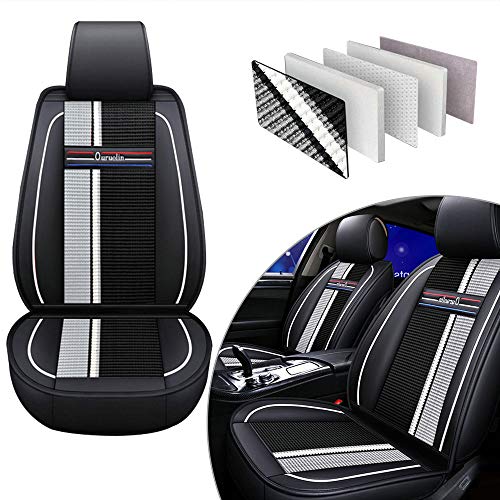 5Asientos Fundas Asientos Coche para Hyundai Elantra Tucson Azera Equus Ioniq Sonata Accent , Delanteros para Fundas Asientos y Traseros,Compatible con Airbag,NegroBlanco