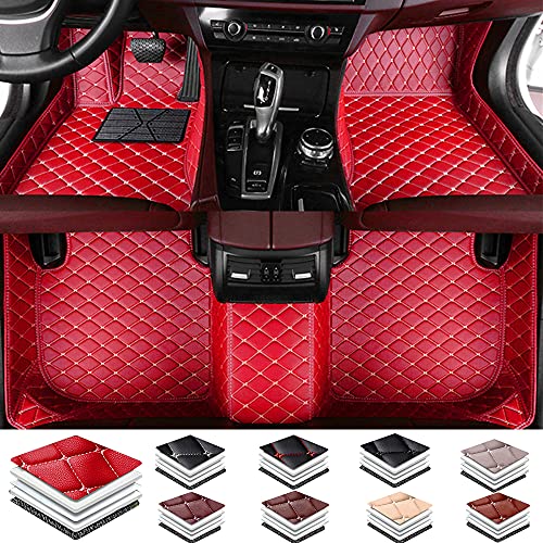 Adecuado para Lexus RC 2016 – 2018 – Alfombrillas de piel de lujo para todo tipo de clima, cobertura completa, impermeable, antideslizante, color rojo