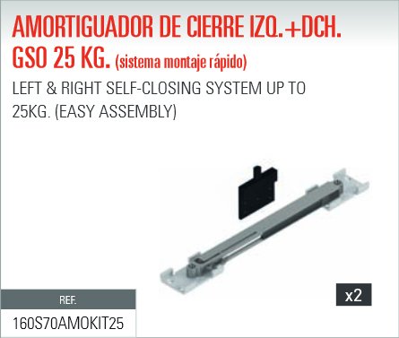 ADINOR SISTEMA MONTAJE RAPIDO AMORTIGUADOR (GSO/GSU) CIERRE 25Kg PUERTAS CORREDERAS DCH + IZQ (2un.)