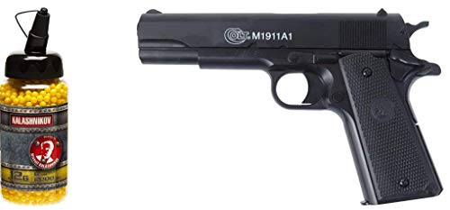Airsoft CyberGun - pistola para airsoft Colt 1911, culata de metal con muelle, botella de balines de 0,12 g de regalo, fuerzas especiales, SWAT o cosplay, potencia de 0,5 julios