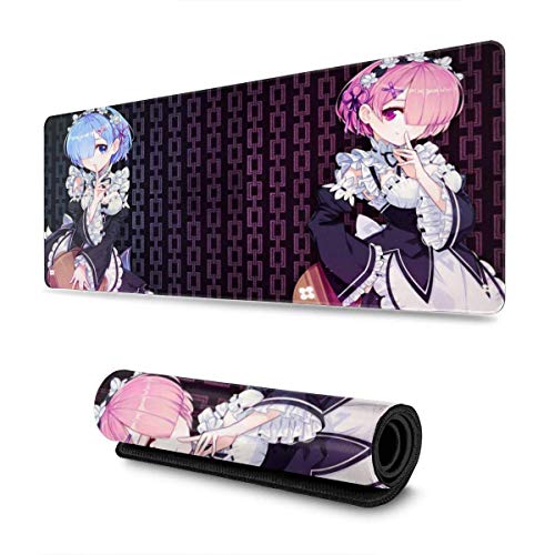 Alfombrilla de Ratón Grande Anime Re Zero comenzando la Vida en Otro Wo Gaming Mouse Pad XXL Superficie Suave y Impermeable con Base de Goma Antideslizante 800X300X3 mm