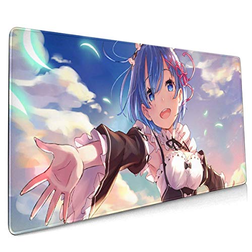 Alfombrilla de Ratón Grande Re Zero-Rem Gaming Mouse Pad XXL Superficie Suave y Impermeable con Base de Goma Antideslizante 800X300X3 mm