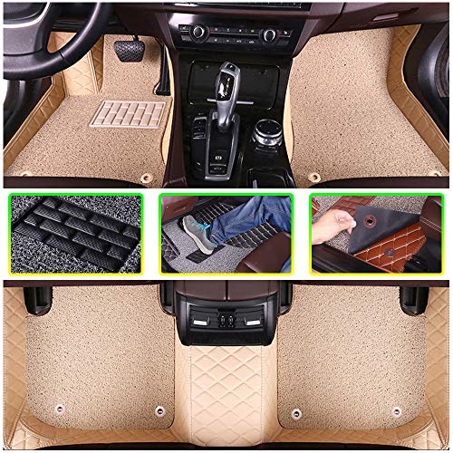 Alfombrillas Coche para Au di A8/A8L 2006-2010 4seat Doble Desmontable Antideslizantes Moqueta XPE Cuero Protección Envolvente Completa Alfombras Beige and Beige