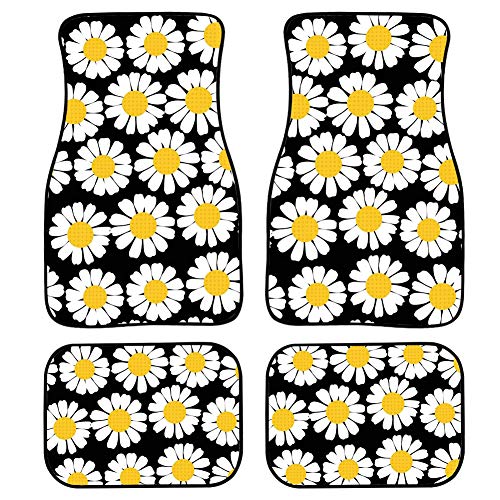 Alfombrillas Coche Universal Goma Alfombrilla para Pies De General Motors Estera del Coche Adecuado para La MayoríA De VehíCulos Hay Muchos Estilos para Elegir,Yellow Daisy