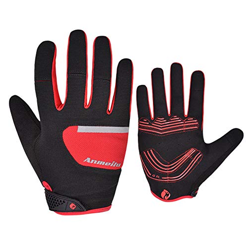 AML Guantes de motocross y ciclismo guantes amortiguadores (L, Rojo)