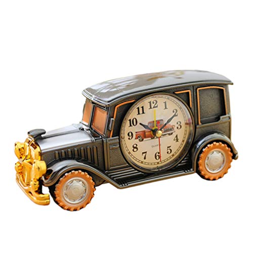 Amosfun Reloj Despertador Metal Antiguo Modelo de Coche Forma Reloj de Mesa Reloj Clásico Reloj Despertador Reloj Despertador Analógico para El Estilo del Hogar 1