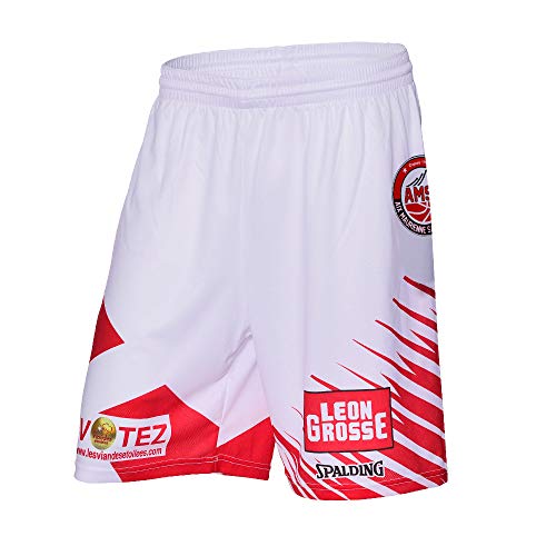 AMSB Aix Maurienne - Pantalón Corto Oficial de Baloncesto 2018-2019 Unisex, Unisex Adulto, Color Blanco, tamaño Extra-Large